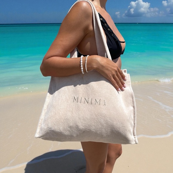 MinimLA Handbags - MinimLA Terry Beige Tote Bag, Beach, Gym, Shopping, Gift, Travel